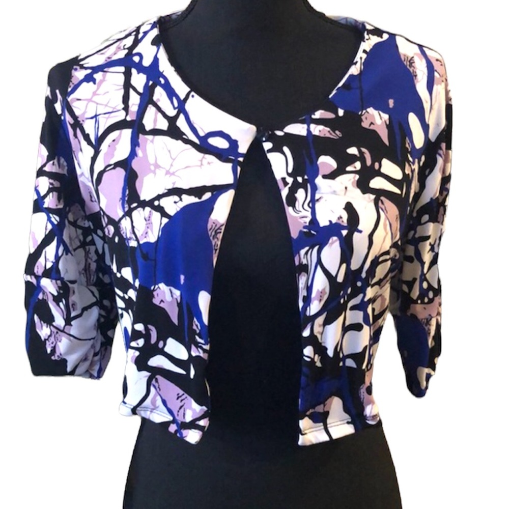VINTAGE MIRAGE MODE PAINT SPLATTER PRINT CROPPED JACKET MULTICOLOR SIZE 8